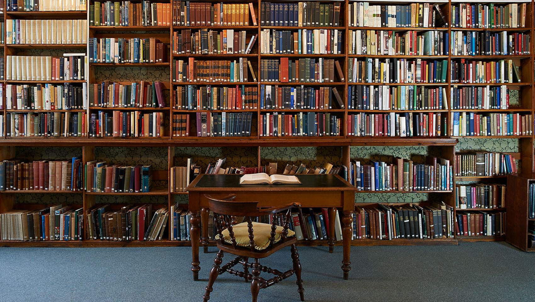 library with desk and chair