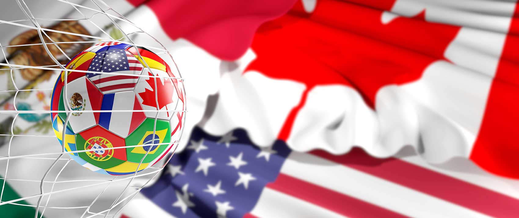 World cup ball with MX CA US flags